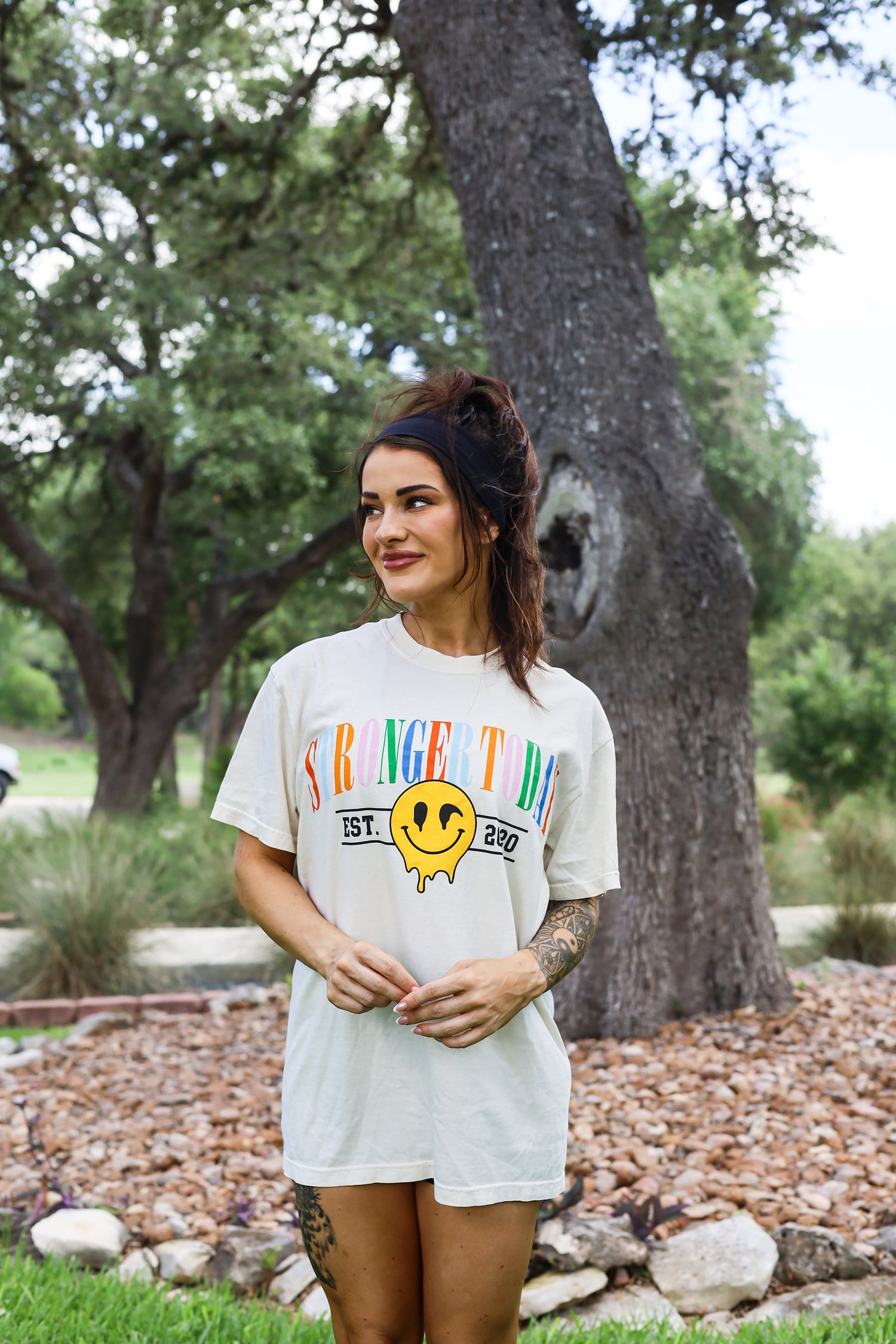 Stronger Today Checkered Tee